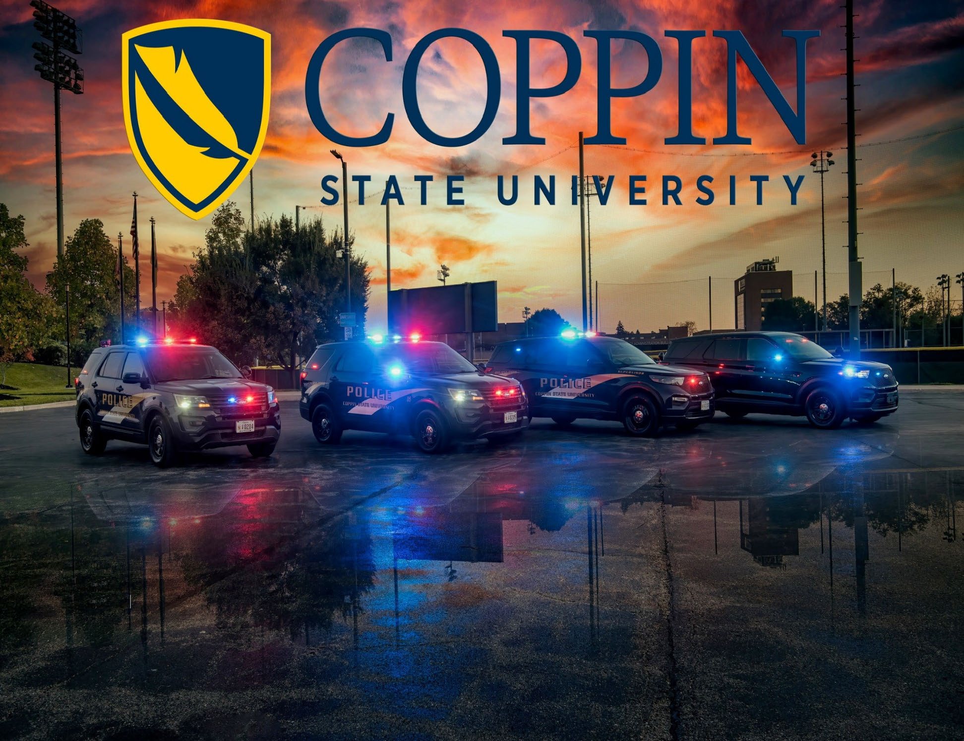 Coppin State University Police Department vehicles on campus